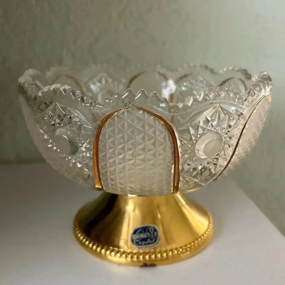 Bohemia crystal candy jar with a cut-glass design